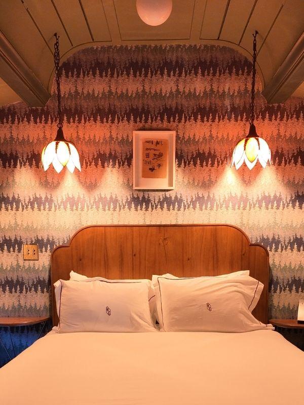 Restored 1920s train car hotel room at the Hotel Chalet at the Choo Choo, unique places to stay in Chattanooga