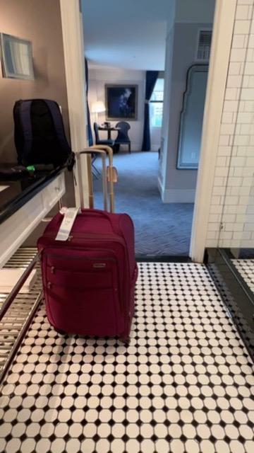 A view of the spacious bathroom at the Premier King Rooms at Read House Chattanooga